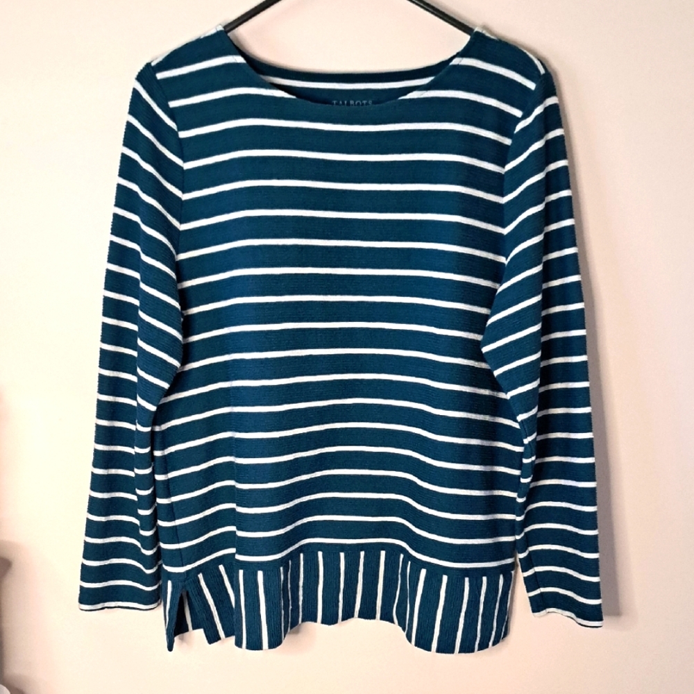Talbots Teal and Soft White Women's Top